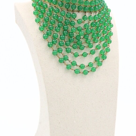 Attr. to Christian Dior 50's High End Cascading Green Glass Massive Necklace - Picture 10 of 15
